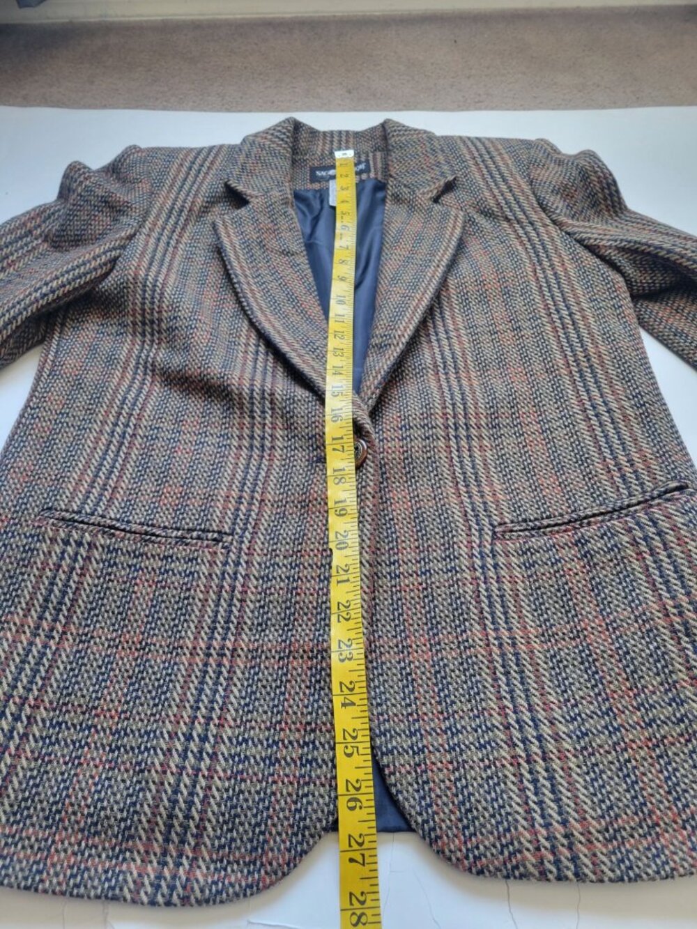 Sag Harbor wool-blend tweed blazer classic houndstooth plaid pattern Size 6 - Picture 11 of 11